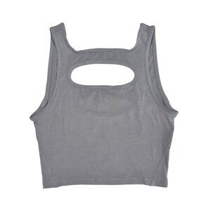 Lululemon LA front cut out crop tank trench size S athleisure ribbed edgy